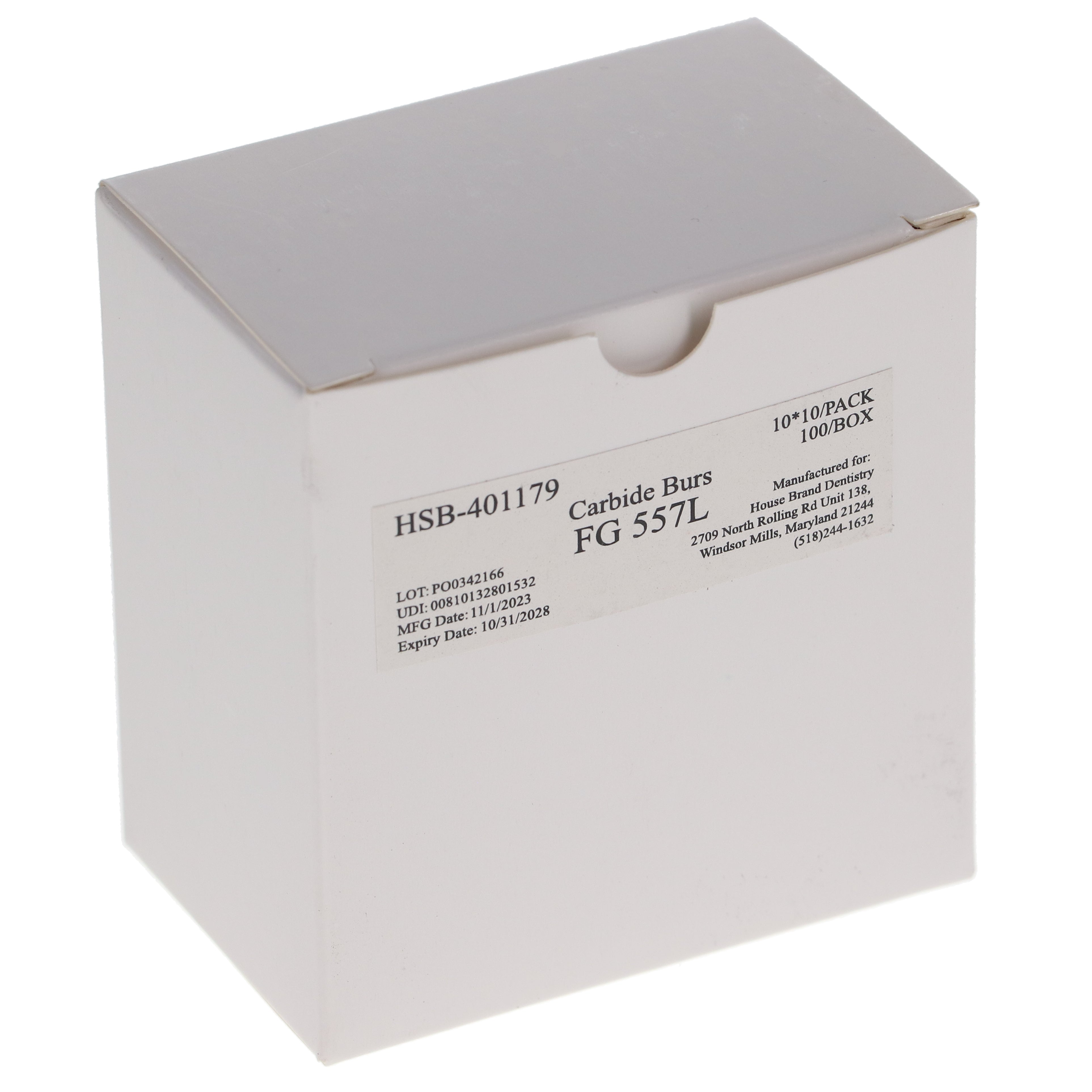 House Brand Dentistry 401179 HSB FG Long #557 Straight Fissure Crosscut Carbide Burs 100/Pk House Brand Dentistry 401179 HSB FG Long #557 Straight Fissure Crosscut Carbide Burs 100/Pk